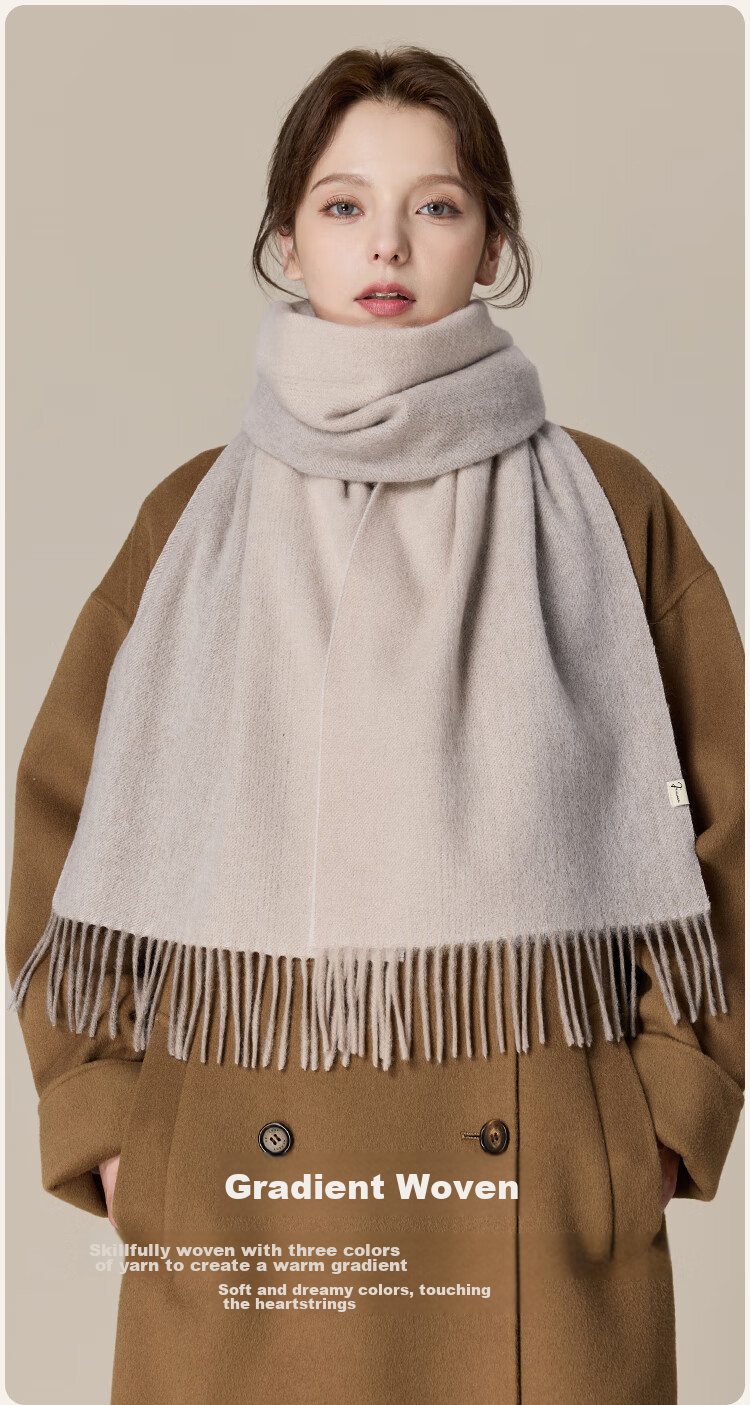 JIUMU Pure Wool Scarf for Women, Autumn And Winter Neck Warmer, Ladies' Warm Shawl, Gift for Girls on National Day Or Birthday, Comes with Gift Bag 10