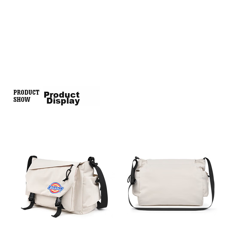 Dickies Men's Shoulder Bag, Large Capacity Casual Backpack, Lightweight Canvas Bag for College Students, Multifunctional Crossbody Bag with Shoulder Strap 23
