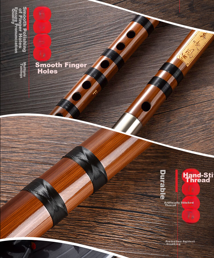 BAINUO Professional D Key Bamboo Flute for Beginners Adult Transverse Flute Student Grading Instrument with Blowing Aid 11