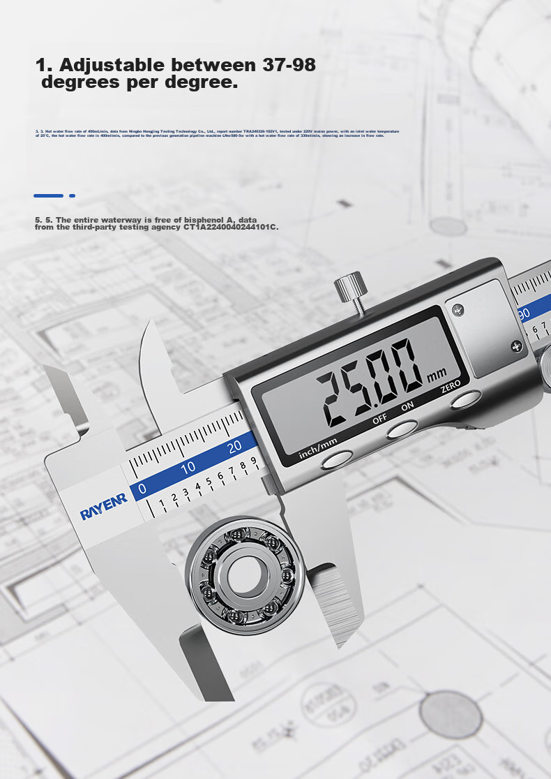 RuiNeng Digital Vernier Caliper High Precision 0.01mm Aerospace Grade IP54 Waterproof Dustproof Glass Grating Chip 4