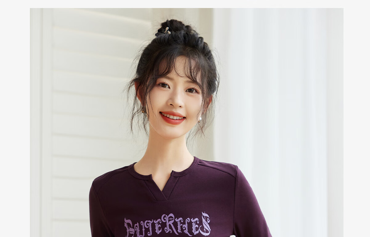 Halo Queen Long-Sleeve T-Shirt for Women, Wilderness Maillard Style Spring And Autumn Raglan Sleeve Rabbit Base Shirt Casual New Product H143T2017 1