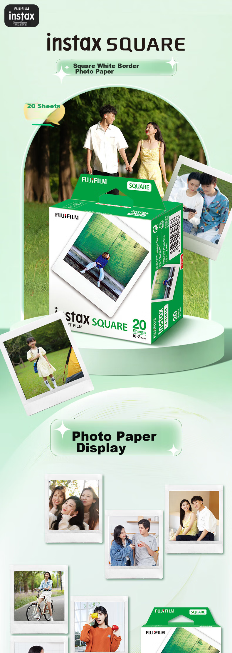 INSTAX Fuji INSTAX Instant Camera, Square Film Paper, Black And White Single Pack of 10 Sheets (Suitable for SQUARE Series Cameras And Mobile Phone Photo Printers SP-3) 1