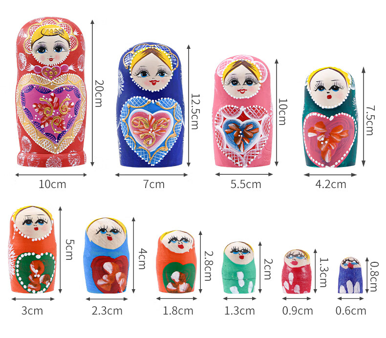 Huashimeng Russian Nesting Dolls Wooden 10-Layer Cartoon Doll Toy for Boys And Girls, Birthday And Holiday Gift 5
