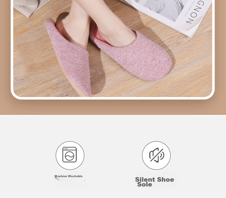 FOOTOPPO Slippers for Men, Japanese-Style Quiet Slippers, Soft-Soled Home Shoes for Women, Non-Slip Floor Slippers, Fabric Slippers for Indoor Use 2