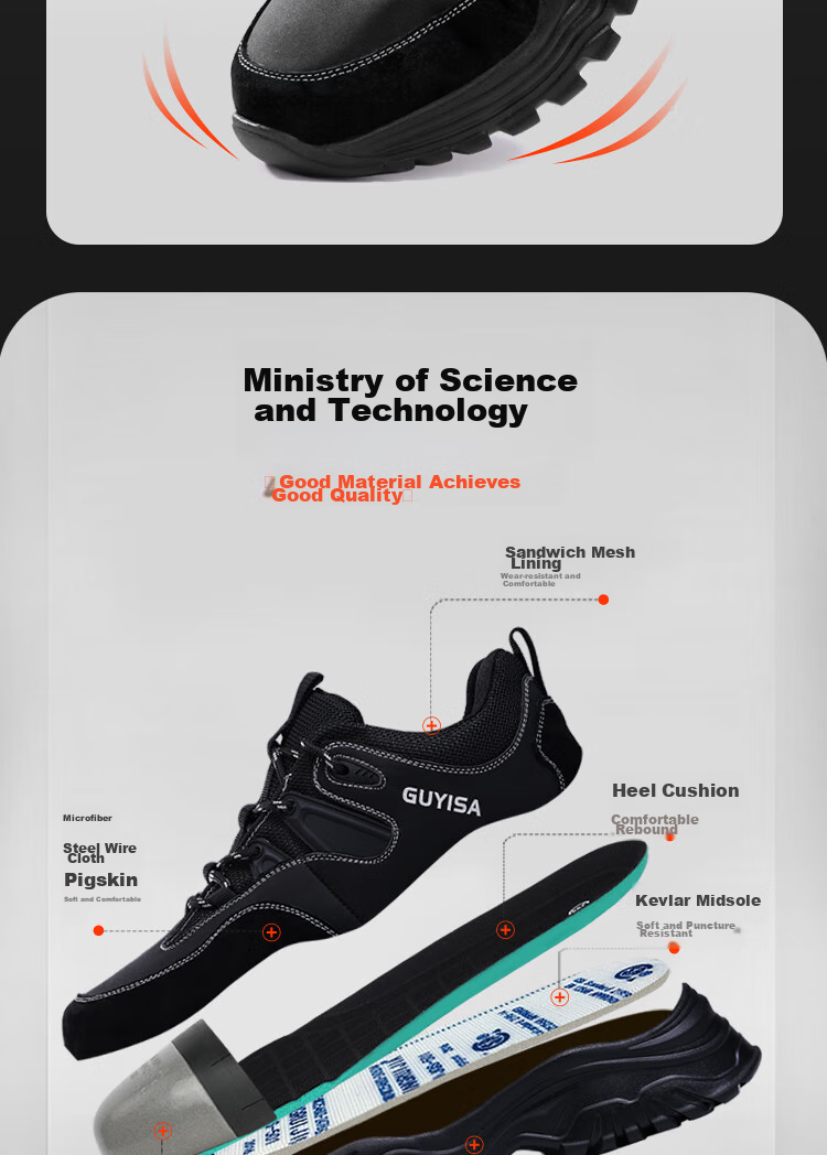 GUYISA Safety Shoes for Men, Summer Breathable, Electrician Insulated, Anti-Smashing, Anti-Puncture, Ultra-Light Work Functional Shoes 3102KV Size 39 2