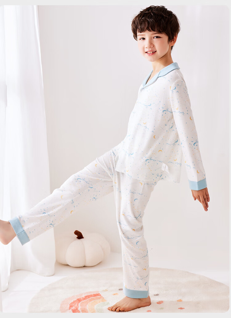 YEEHOO Lenzing Modal Children's Loungewear, Spring And Autumn Thin Air Conditioning Clothes, Boys And Girls Baby Children's Pajamas, Pink, Size 120 16