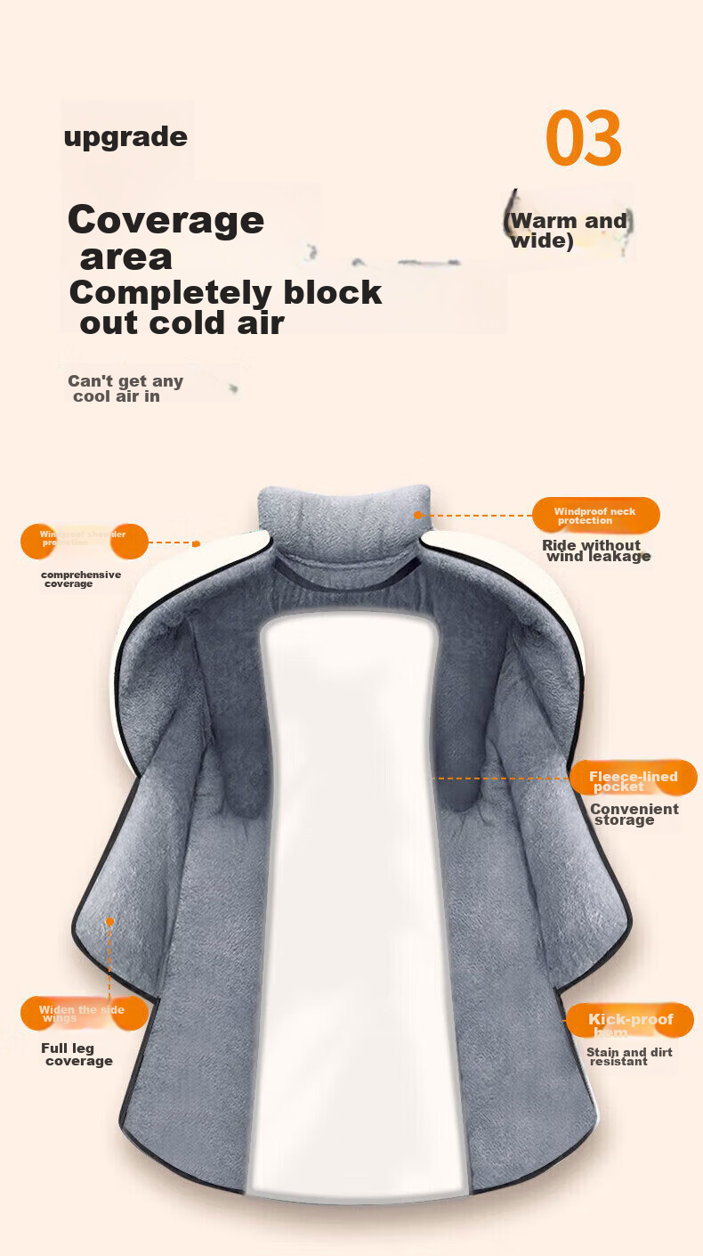 Gonghechuan Electric Scooter Windshield Cover, Winter Windproof And Rainproof, Thickened Warm Cotton Quilt, Widened Fleece, Motorcycle And Electric Bike Wind Shield 10