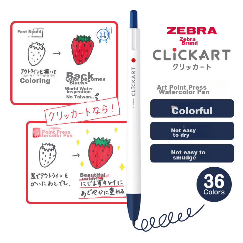 ZEBRA Art Dot Retractable Watercolor Pen, Student Children's Doodle Drawing Coloring Fine-Tip Colored Pen Journaling Pen, WYSS22 Blue-Black, Single Pack