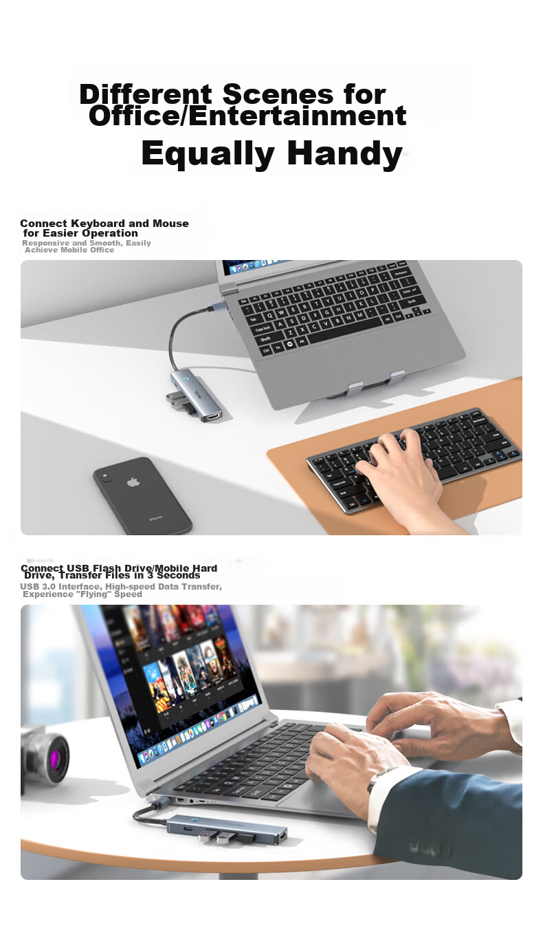 Acer Type-C Expansion Dock, USB3.0 Hub, HDMI Adapter, 4K Screen Mirroring, PD Charger, Compatible with MacBook And Huawei Computers, Five-In Converter 11