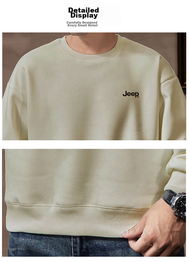 JEEP Men's Sweatshirt, New Spring And Autumn 2026 Style, Trendy Round Neck, Loose Long-Sleeve Casual Sportswear Top for Men, Fashionable 34