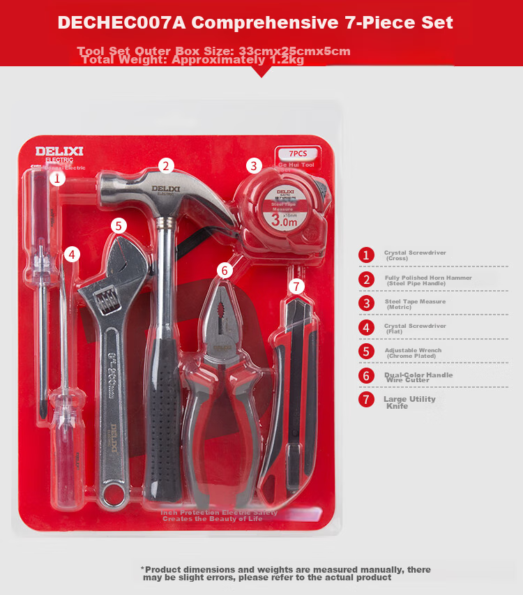DELIXI ELECTRIC Household Multi-Functional Hardware Tool Set for Electricians And Carpenters, Repair Tools Kit for Telecommunications Maintenance, 13-Piece Set 10