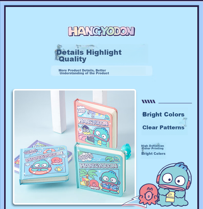 GuangBo X Sanrio Little Mermaid Series Square Pocket Notebook, High-Quality Journal, Grid Inner Pages, Diary, 80 Sheets, 98*98mm, Random Color, KT81412 10