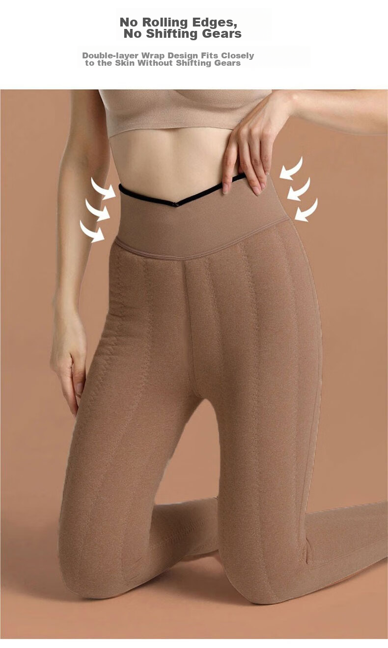 LangSha Women's Leggings, Extra Thick Wool Pants from Northeast China, Autumn And Winter Wear, Fleece-Lined, Cold-Resistant, One-Piece Thermal Pants, High-Waisted, Slimming Cotton Pants 14