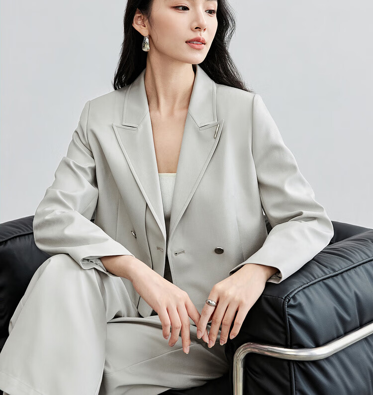 Sentubila Professional Interview Suit Set for Women, Spring And Autumn Style, Formal Wear with High-End Feel, Complete Outfit Including Blazer And Pants, Black, Size L 6