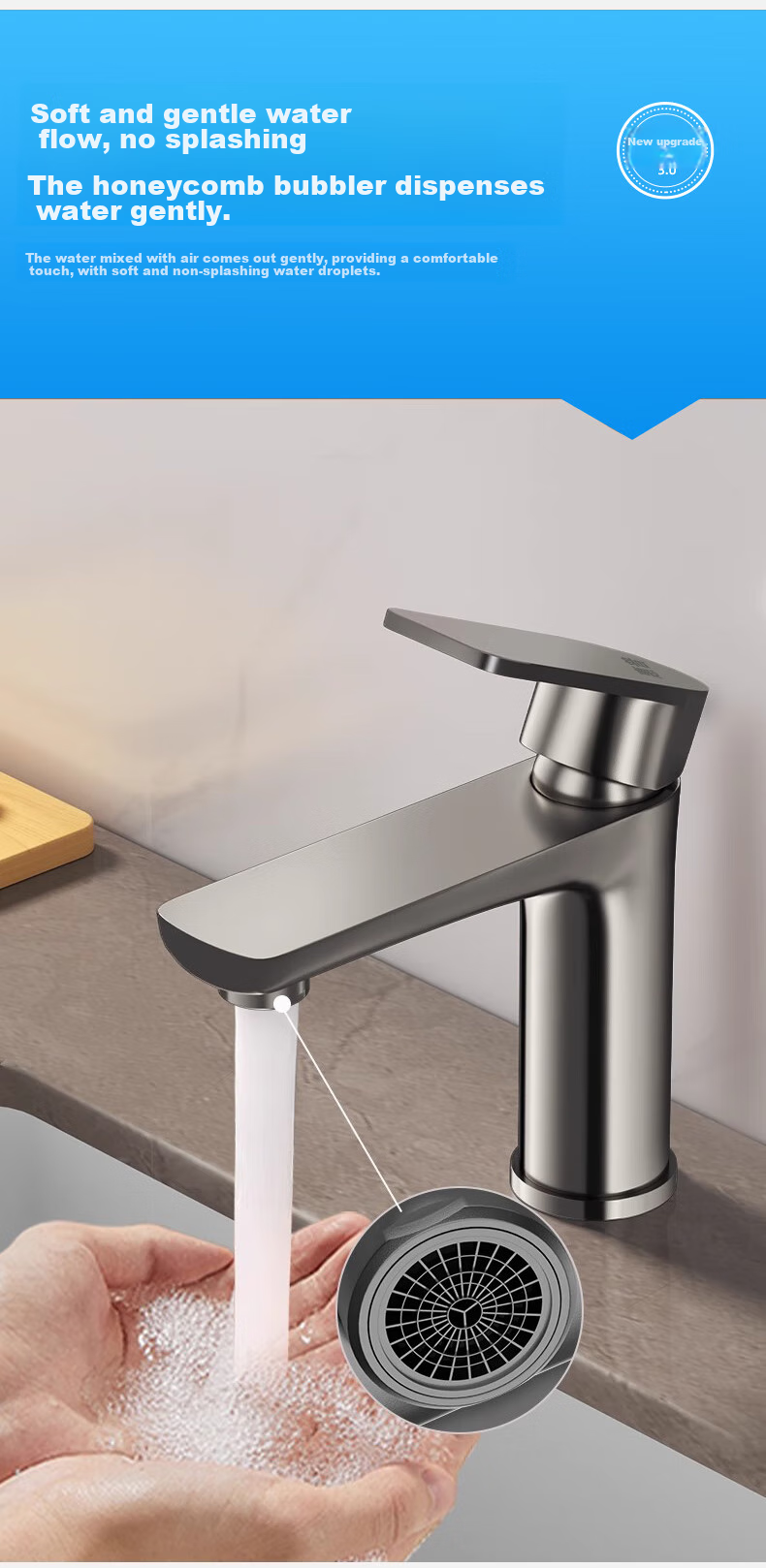 Huipu Basin Faucet, Bathroom Washbasin Hot And Cold Water Tap, Sold by JD, Stainless Steel Sink, Washbasin, Pool H-05621 5
