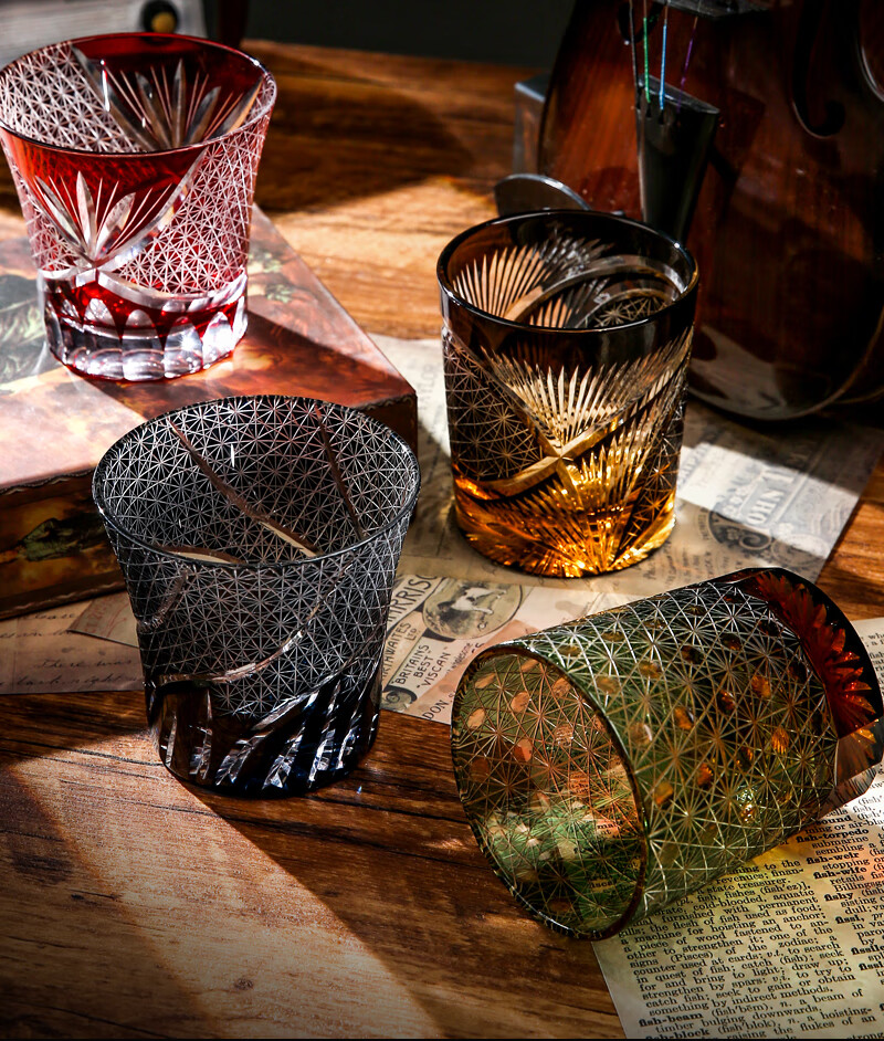 FANKAQI Luxury Edo Kiriko Crystal Whiskey Glass Set High-End Elegant Barware Gift for Housewarming and Wedding 2