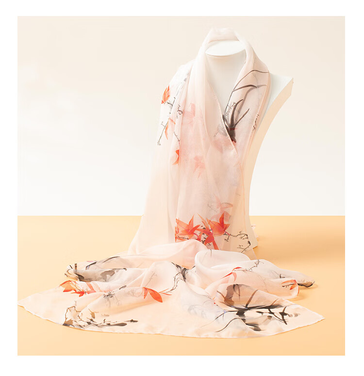 Shanghai Story Women's 100% Mulberry Silk Chiffon Scarf Sunscreen Shawl Birthday Gift Scarf Gift Box Rose Pink 10