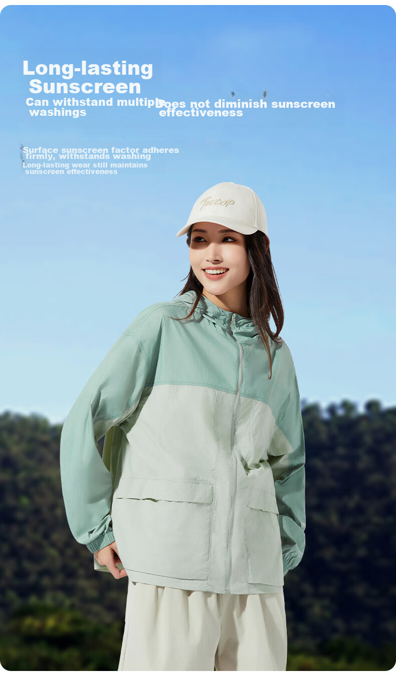 TECTOP Women's Sun Protection Jacket, UV-Resistant, Breathable Summer Outdoor Coat, 2422226FS, Lake Tea Green/Blue Mountain Blue, 2XL 6