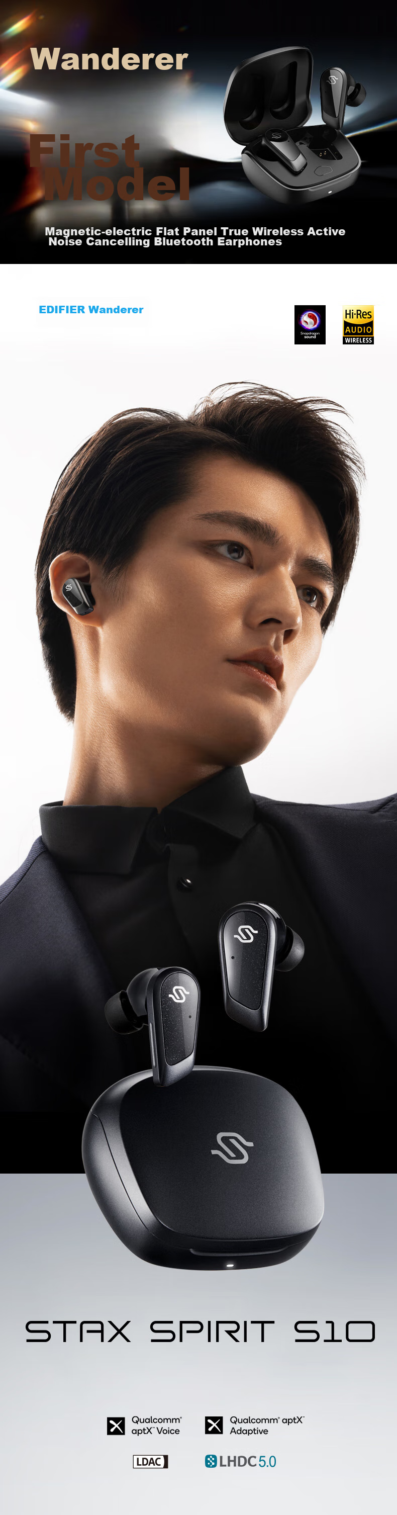 EDIFIER [Digital Multi-Year Recommendation] STAX SPIRIT S10 EDIFIER's First Magnetic And Electric Flat Noise-Cancelling Headphones, Compatible with Apple, Xiaomi, Huawei, Obsidian Black 2