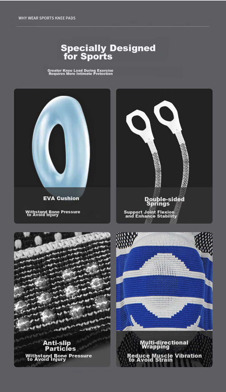 NAILEKESI N Sports Knee Pads Professional Knee Joint Protection Sleeve Basketball Meniscus Patella Equipment Gray One Pair L 3