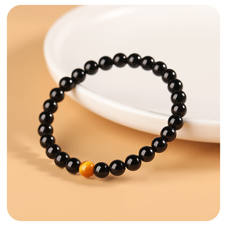 Jinshiling Natural Obsidian Bracelet Unisex Tiger Eye Stone Fortune Beads Buddhist Prayer Beads Birthday Gift for Elders in Zodiac Year 10