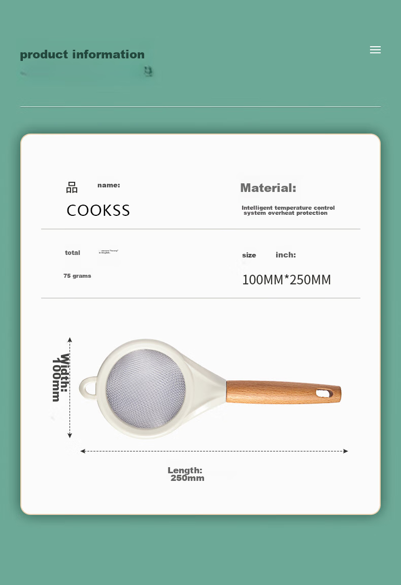 COOKSS Baby Food Preparation Tools, Strainer Mesh, Soy Milk Filter, Egg Tart Liquid Stainless Steel Filter, for Home Baking 10