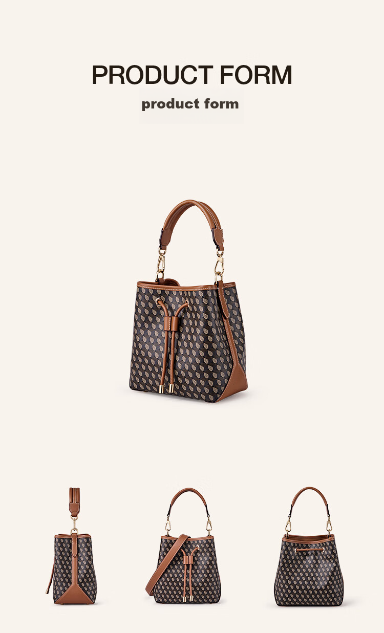 DISSONA Women's Handbag, Monogram Shoulder Crossbody Bag, Large Capacity Commuter Bag, Bucket Bag, Brow 4