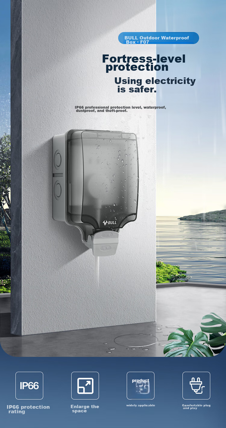 BULL Switch Socket, 86-Type Waterproof Switch Panel Box, Waterproof Cover Socket, Bathroom Waterproof Box, F07 Surface-Mounted Single-Gang 1