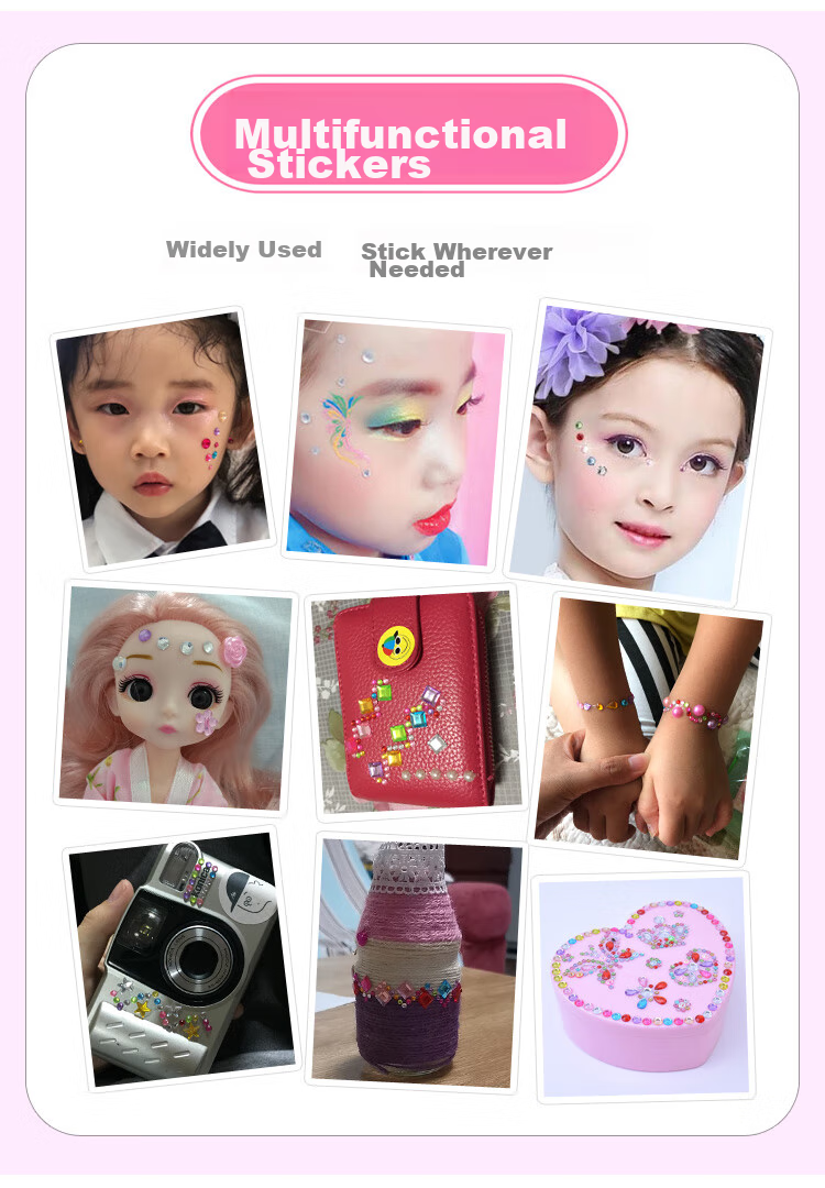 Danmiqi Children's Sticker Toys, Girls' Ddiy Diamond Large Gemstone Stickers, Crystal Sticker Toys, 20 Pieces 4