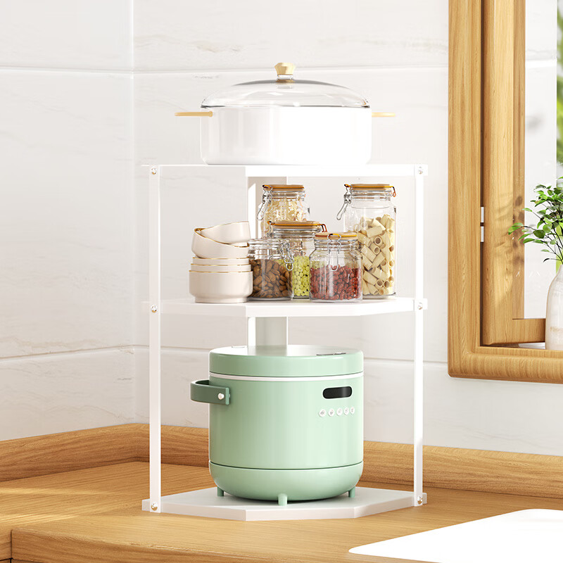 SHENGXITAO Pot Rack Corner Storage Shelf, Kitchen Utensil Organizer, Triangular Multifunctional Countertop Spice Rack, Storage Shelf