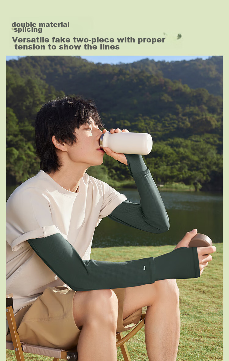 Beneunder Sun Protection Ice Sleeves for Men, Loose-Fitting UV-Resistant Arm Covers, Silk-Like Arm Sleeves, New Style AS017 11