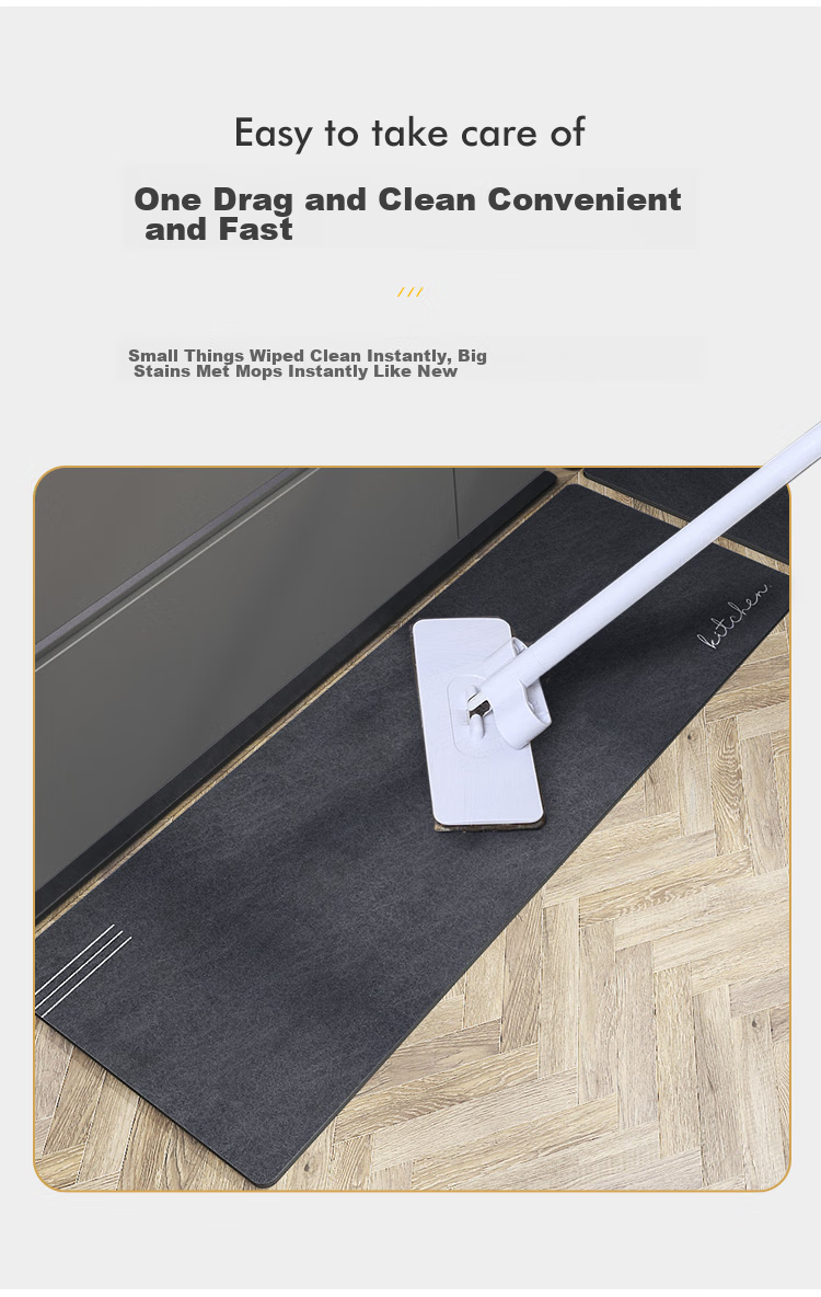 Qiqijia Household Kitchen Floor Mat, Wipeable, No Cleaning Required, Dirt-Resistant Foot Mat, Oil-Absorbing, Water-Absorbing, Long Strip, Non-Slip, Oil-Proof, Waterproof Mat 11