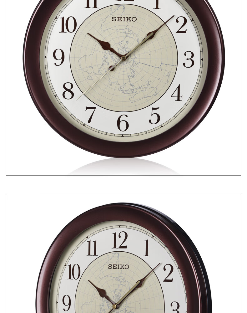 SEIKO 14-Inch 36cm Matte Simple Map Wall Clock Non-Punch Home Living Room Clock 10