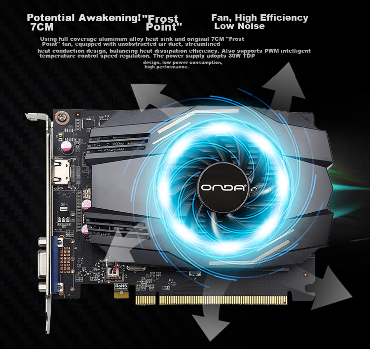 ONDA GT1030 Classic 2GD5-V5, 1468MHz/6000MHz, 2G/64bit GDDR5, Gaming Graphics Card 4
