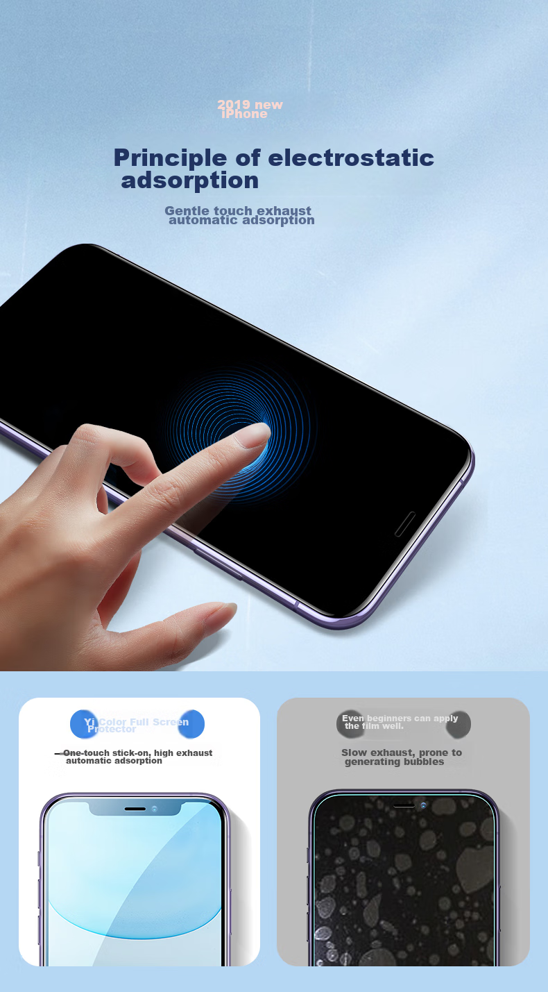 ESR Tempered Glass Screen Protector for IPhone 11/XR, Full Coverage High Definition Anti-Drop Anti-Fingerprint Diamond Glass Soft Edge Front Protective Film for IPhone 11/XR 8