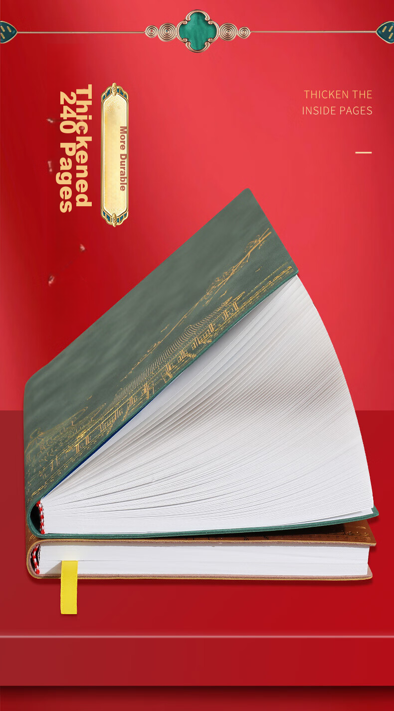 Faramon Notebook A5, National Trend High-Quality Thick Journal, Work Diary, Study Meeting Record Book, Business Office Notebook, Customizable for Enterprises, Round Button - Gree 3