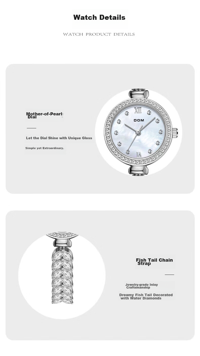 DOM Ju Jingyi's Same Style Mermaid Watch, Women's Light Luxury Exquisite Niche Small Dial, New Year's Day Gift for Girls 9