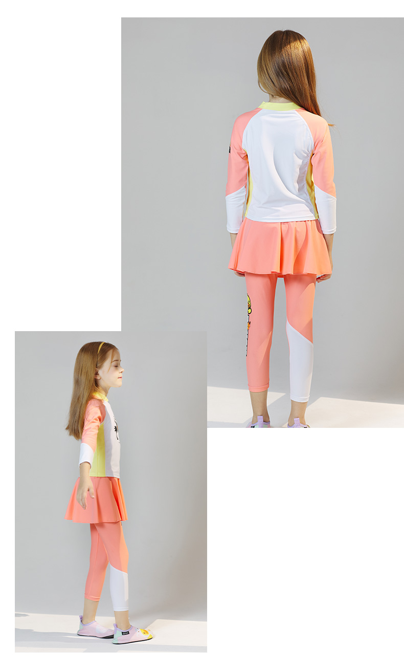 B.Duck Children's Two-Piece Swimsuit, Girls' Sun Protection Surfing Suit with Long Sleeves And Pants, Warm Hot Spring Swimwear 10