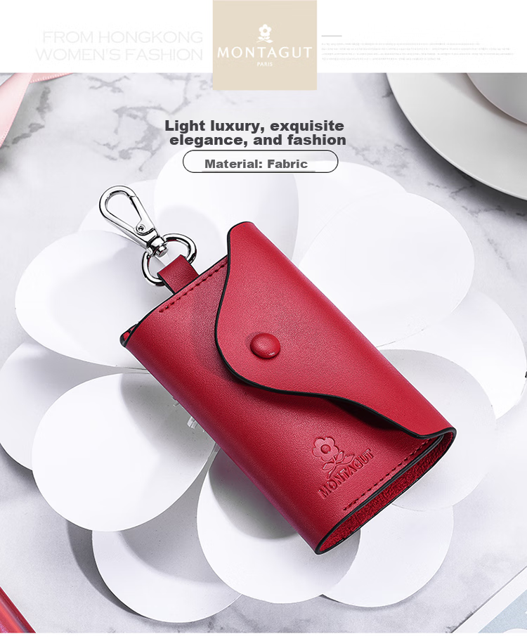 MONTAGUT Women's Handbag [Gift Box], Red Key Pouch, Women's Keychain, Birthday Gift for Women, Wedding Gift for Girlfriend, Practical Present 1