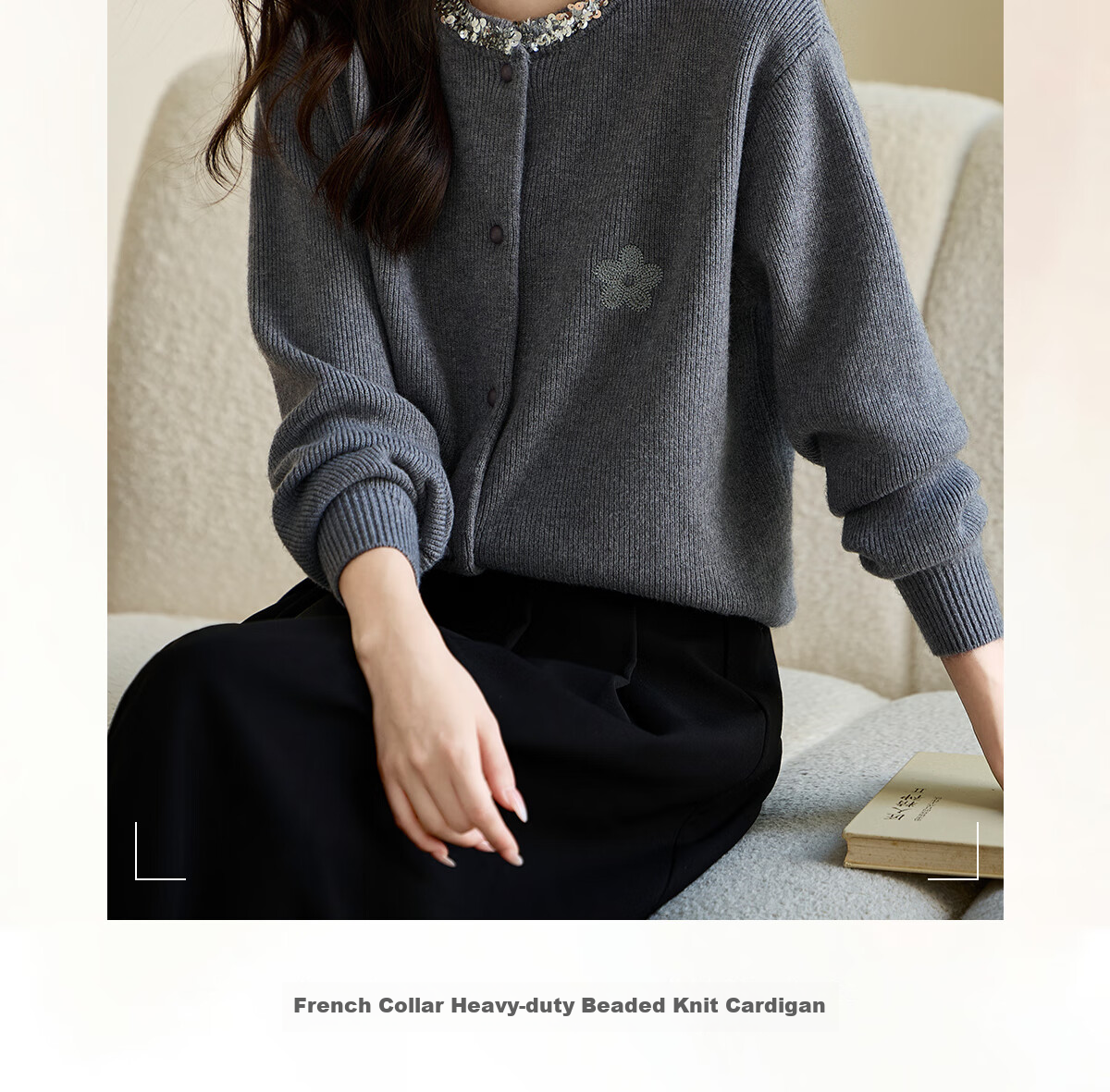 Taxiang Knitted Cardigan for Women, New Year Outfit, Red Sweater Coat with Sequins And Embroidery, Women's Cardigan Top T143Z3012 2