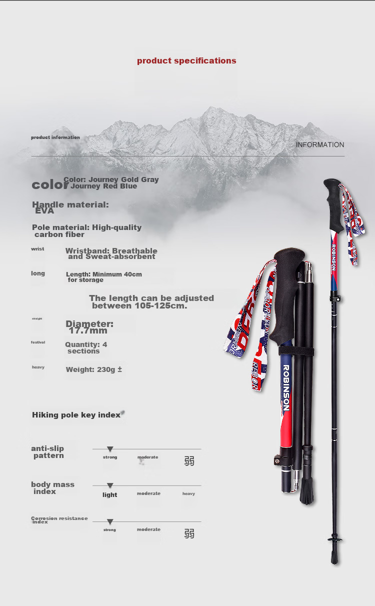 Lubinxun Carbon Fiber Trekking Pole, Quick-Open Folding, Ultra-Light Short Telescopic, Outdoor Hiking Pole for Men And Women, Trail Running And Hiking Stick, Golden Gray 2