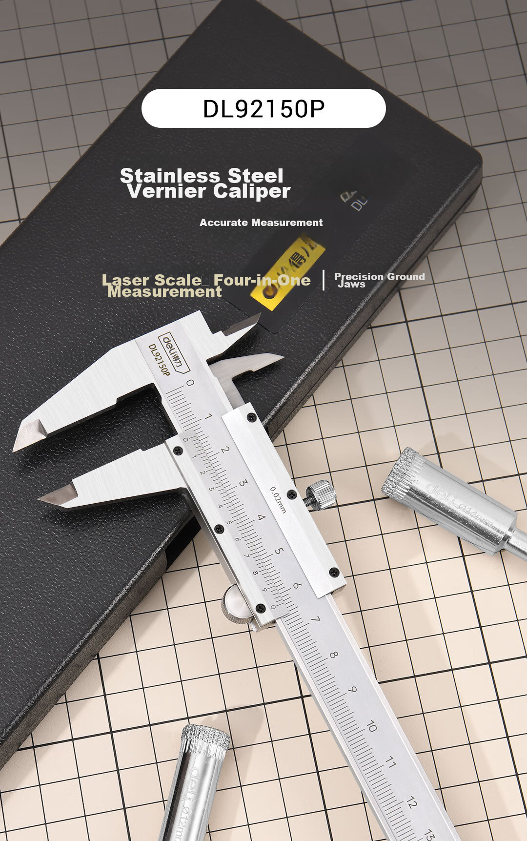 Deli Professional Precision Vernier Caliper High Accuracy Stainless Steel Mechanical Caliper 0-200mm Compliant with National Standards 1