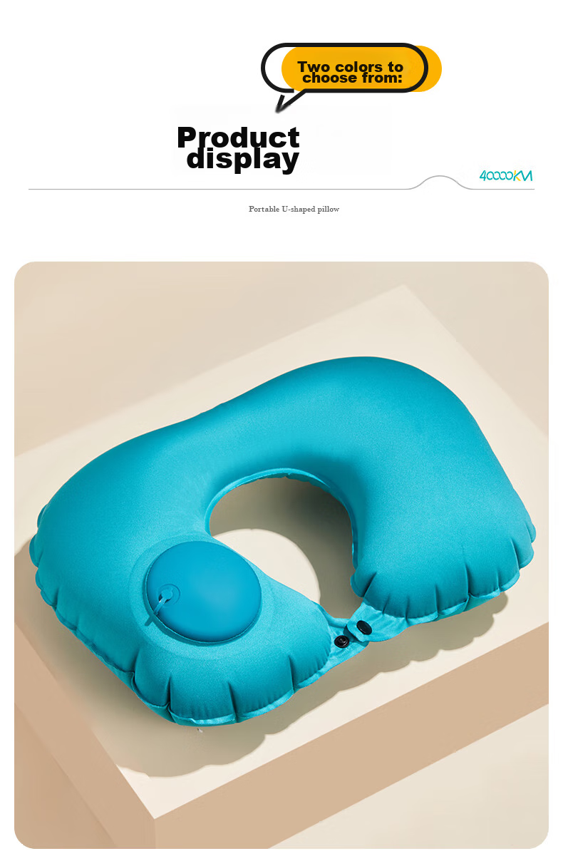 40,000 KM Inflatable U-Shaped Travel Neck Pillow Portable Airplane Cervical Support Pillow U-Shape Neck Pillow for Train and Long-Distance Car Sleep Aid 14