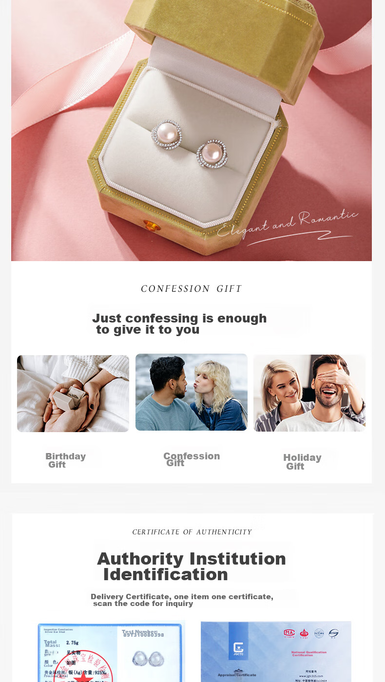 MANHE S925 Silver Stud Earrings for Women, Freshwater Pearl Earrings, Birthday Valentine's Day Gift for Girlfriend Or Mother 18