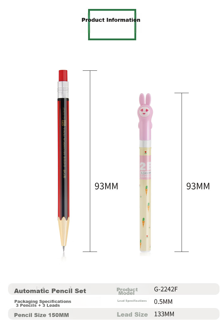 Genvana [Automatic Pencil] Comic Drawing Activity, Student Exam Drawing, 0.5MM Yinglang 2B Iron Clip 4 Colors (4-Pack) G-2252 6