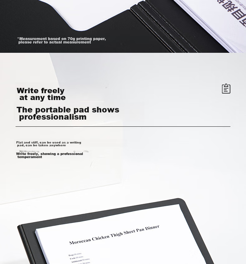 Deli A4 Landscape Folding Clipboard Meeting Folder File Organizer Student Poetry Recitation Contract Clipboard Exam Paper Storage Folder Menu Holder Office Supplies Fashionable 5011 Black 5