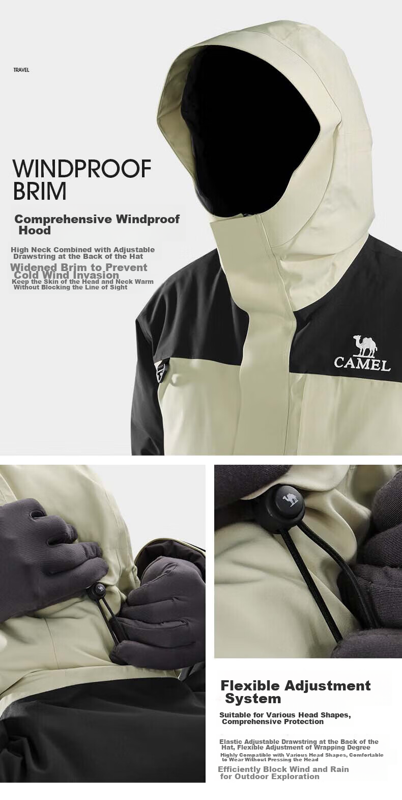 CAMEL Women's 3-in-1 Down Jacket Winter Detachable Liner Waterproof Coat 27