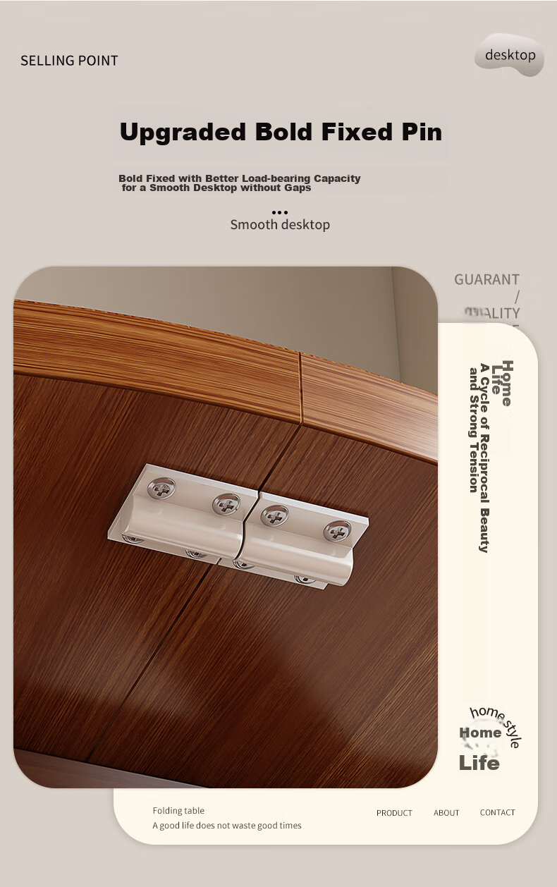Chibailun Folding Table, Home Folding Dining Table, Compact Round Table for Small Apartments, Simple Portable Small Table 8