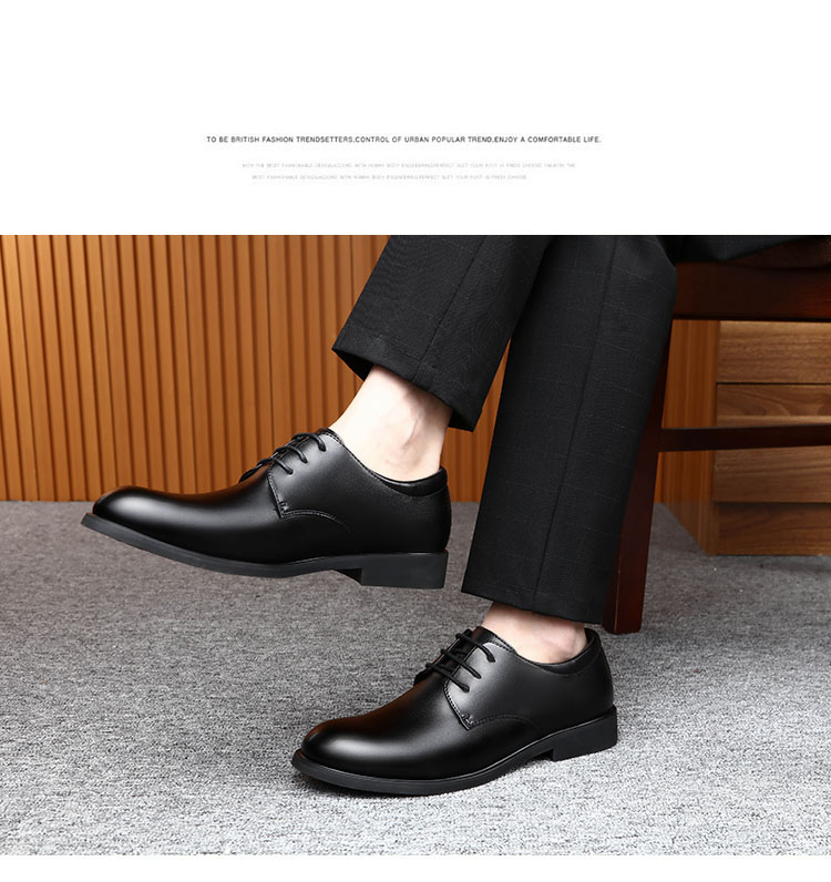 BEIOUTU Men's Lace-Up Formal Business Shoes, British Style Comfortable Work Commute Leather Shoes for Men, Size 40, Black, 178 3
