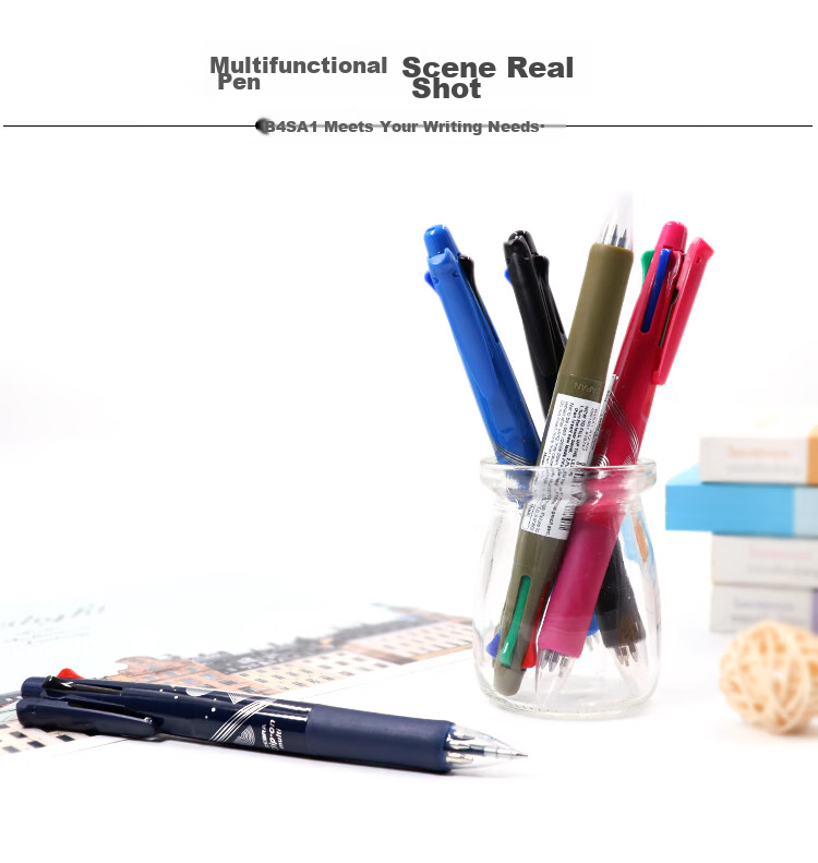 ZEBRA Multifunction Ballpoint Pen, Geometric Shape Limited Edition, 0.7mm Four-Color Ballpoint Pen + 0.5mm Mechanical Pencil, B4SA1-A12, Pink (Buy One Get One Free) 3